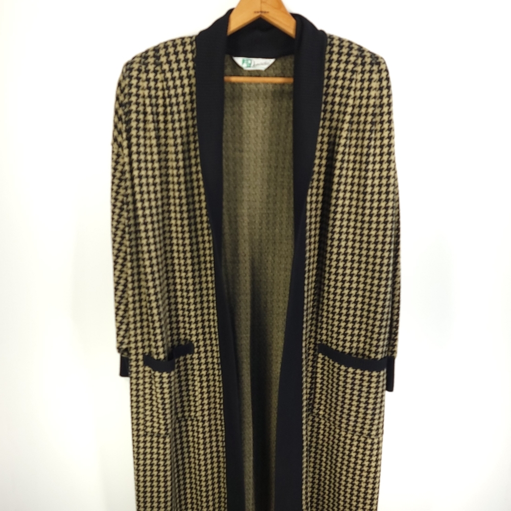 Vtg Donadio Original Sweater Coat Jacket Women's Talla S Houndstooth Open Front